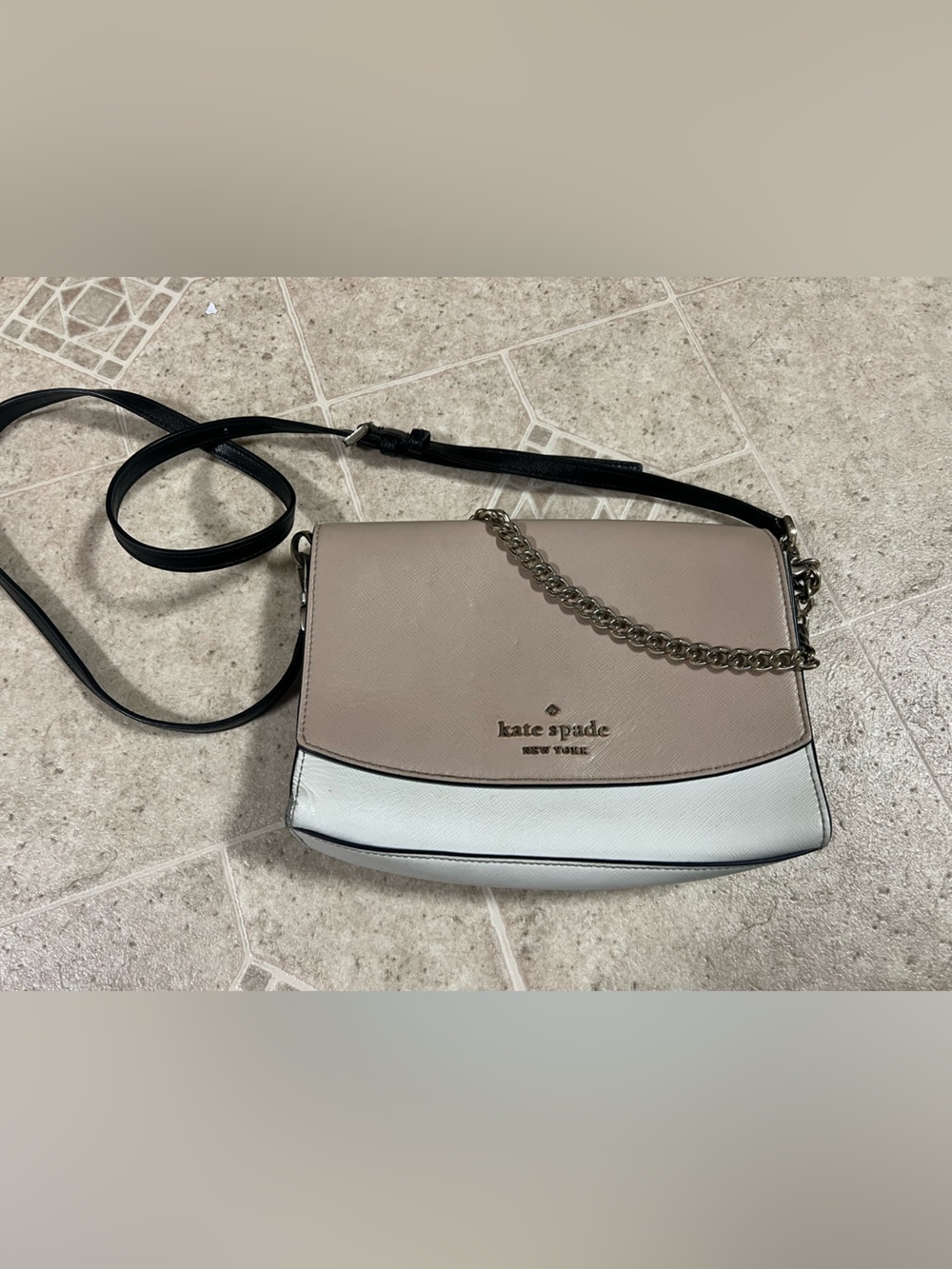 kate spade Two-Tone Blush and White Crossbody with Chain Accent